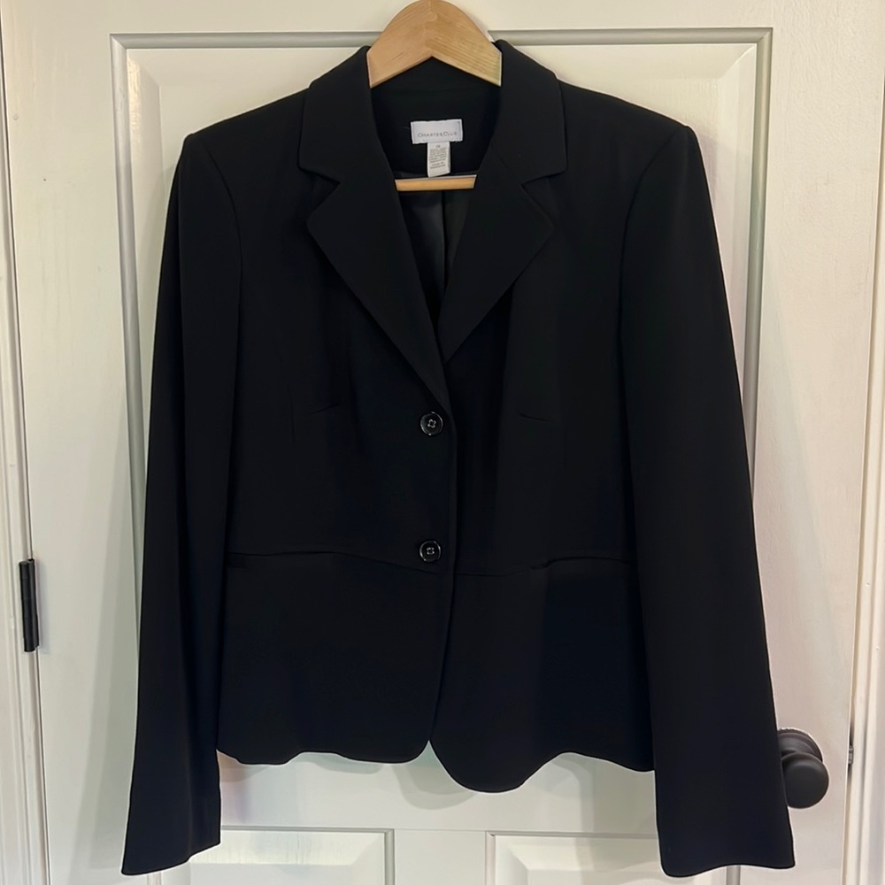 Charter Club Blazer, 14, Black, Genty Worn